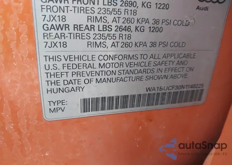 2022 Audi Q3 Premium Plus 40 Tfsi Quattro Tiptronic z USA, uszkodzony, nr VIN WA1BUCF30N1148225